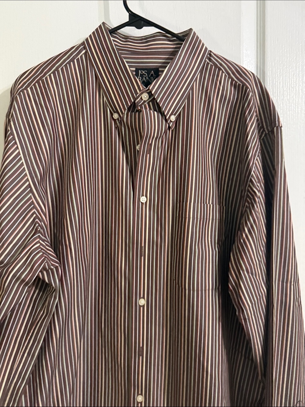 Jos. A. Bank Brown Multi-Stripe Button-Down Dress Shirt